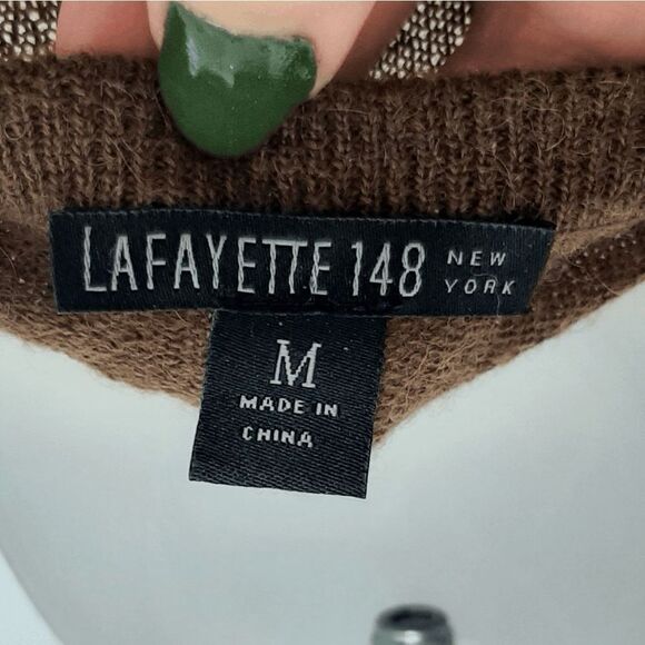 Lafayette 148 New York Black and Brown Crew Neck Sweater - Picture 4 of 6
